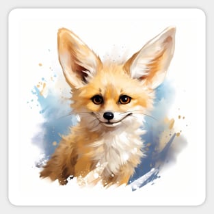 Cute Adorable Brown Fennec Fox Portrait Sticker